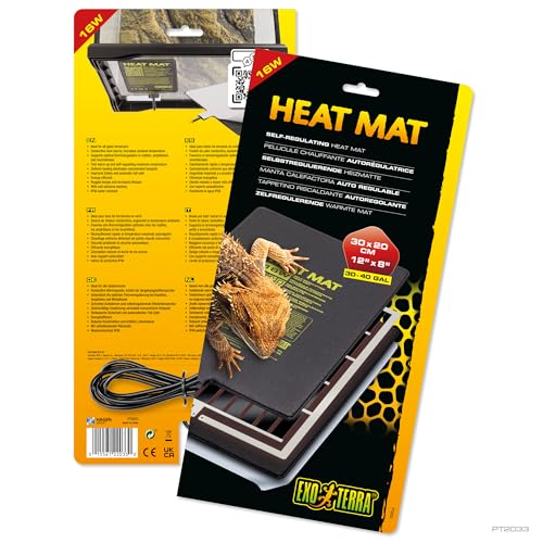 Exo Terra Heat Mat – Self-Regulating Reptile Heating Pad for Terrariums, Conductive Source for Reptiles & Amphibians, Fast Warm-Up, Safe & Energy Efficient, Even Distribution 16W