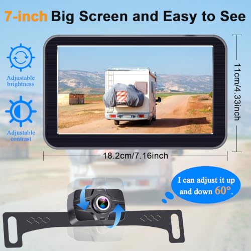 HD 1080P 7 Inch Wireless Backup Camera for Truck: 15-Min Easy to Install - size: 7'' + License Plate Camera