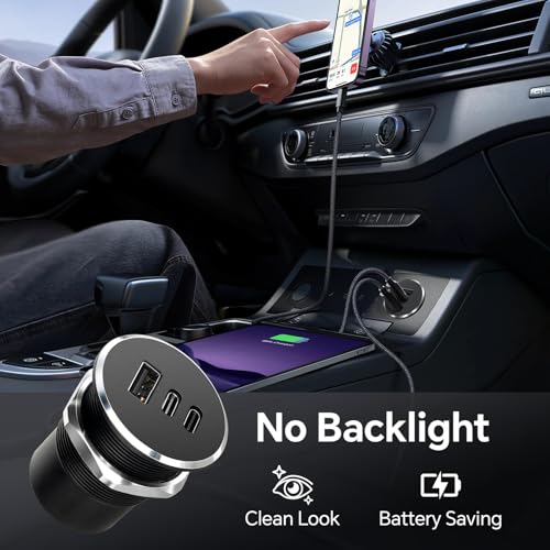 78W 12V USB Outlet with Silver Ring, Aluminum Car USB C Socket - color: 1Pcs
