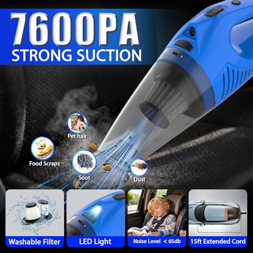 THINKWORK Car Cleaning Kit with Vacuum,Deep Cleaning for Interior Detailing - color: Blue