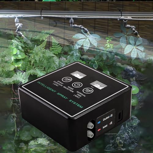 Reptile Humidifiers, Smart Spray System Automatic Timing Fogger with 360 ° Adjustable Misting Nozzles, Built in Pump, for Terrarium, Rainforest Plants
