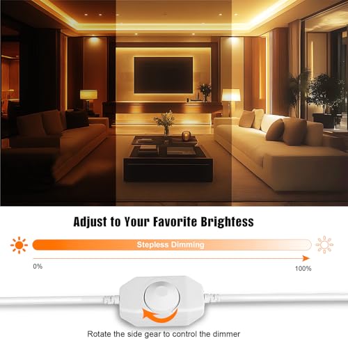 2 PCS LED Dimmer Switch, 12V-24V PWM Rotary Brightness Control Switch for LED Strip Lights, Aquarium & Under-Cabinet Lights