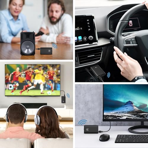 Bluetooth 5.3 Aux Adapter for Car, Bluetooth Transmitter for TV - color: Black