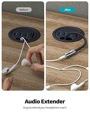 EMK TRRS 3.5mm Aux Extension Cable, 4 Pole Gold Plated Stereo Audio Cable for Headphones, Laptop, Speaker (10 Feet/3M) - size: 10 Feet, style: 3.5mm TRRS Aux Extension Cable