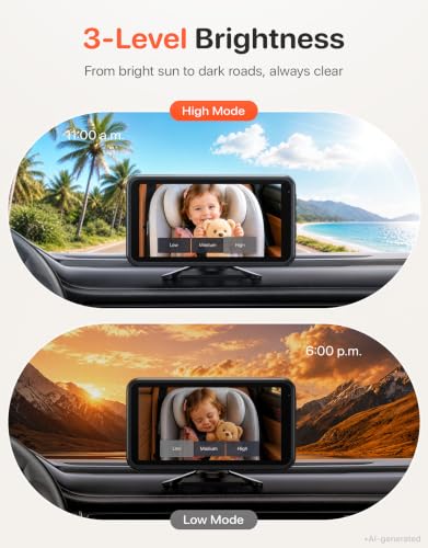 LUCKVIEW BM2PRO Dual Car Camera Baby Monitor for 2 Kids - color: Orange
