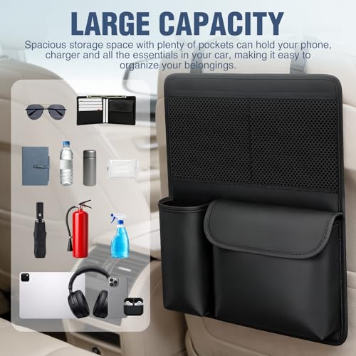 Nilight Car Seat Back Organizer 1PC Black PU Leather Universal - color: Black Leather-1 Pc Middle Size