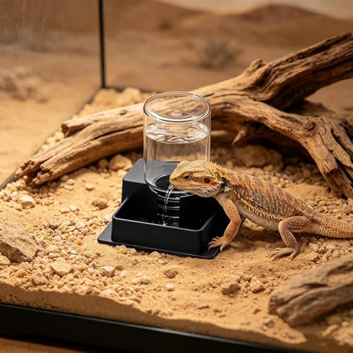 Reptile Water Feeder - Automatic Leak-Proof Dispenser, Constant Level Hydration Station | Waterer for Gecko Snake Lizard Bearded Dragon Home Indoor Tank Habitat - color: ll