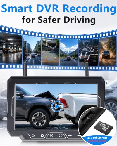1080P HD 7-Inch Wireless Backup Camera: 15-Min Easy Install Plug & Play - size: 7'' + License Plate Camera for Car