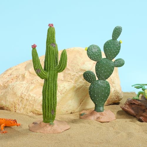 BESPORTBLE Terrarium Cactus Plants, 2Pcs Reptile Plants Terrarium Decor- 5. 5Inch Simulation Cactus Plant Landscaping Decoration for Tortoise Lizard Gecko Bearded Dragon