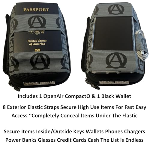 Keyfit Tools OpenAir CompactO EveryDay Carry Case Bag for Men ~Free Up Your Pockets & Organize Your Life Men's Travel Handbag - color: Grey Black Logo on Black