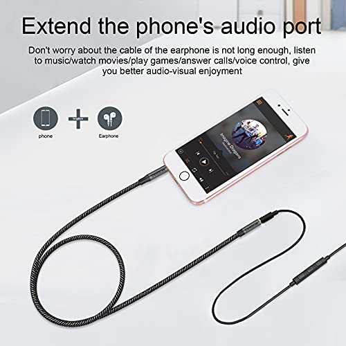MOSWAG 16.4FT 3.5mm Male to Female Extension Cable with Microphone Stereo - color: Black, size: 16.4 ft