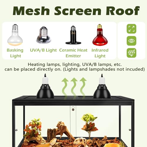 PROLEE Reptile Tank, 65 Gallon Beard Dragon Tank, Tempered Glass Reptile Encloure and Snake Tank with Locking Design for Lizard,Gecko,Chameleon (40"X19.5"X19.5",Black) - color: Black, size: 65 Gallon (40x19.5x19.5 Inch)
