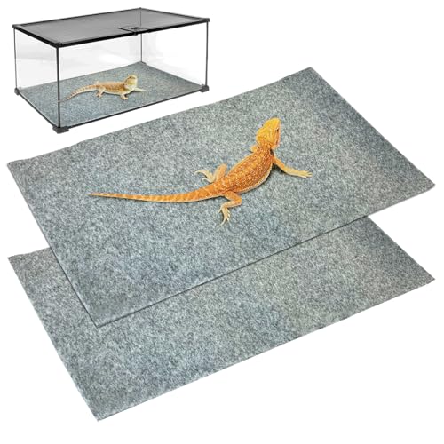 Tfwadmx Reptile Carpet, 2 Pack of Bearded Dragon Mat Terrarium Bedding Substrate Liner Reptile Mat for Snake Turtle Lizard Geckos Hermit Crabs (24'' X 16'')