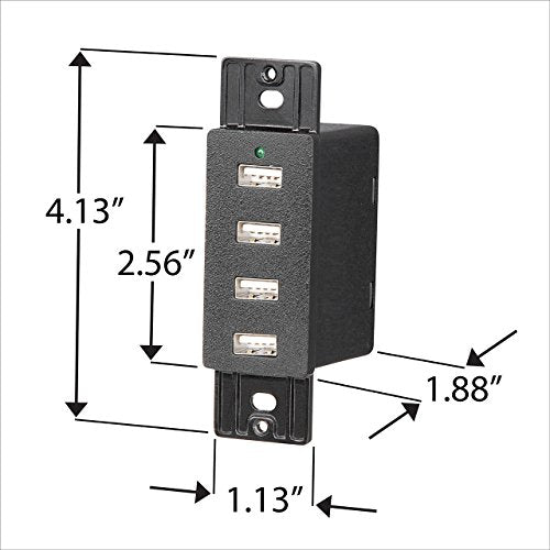 Magnadyne Wall Mount USB-A Charging Ports for RV & Vehicle Use, Includes Wall Plate (Black)