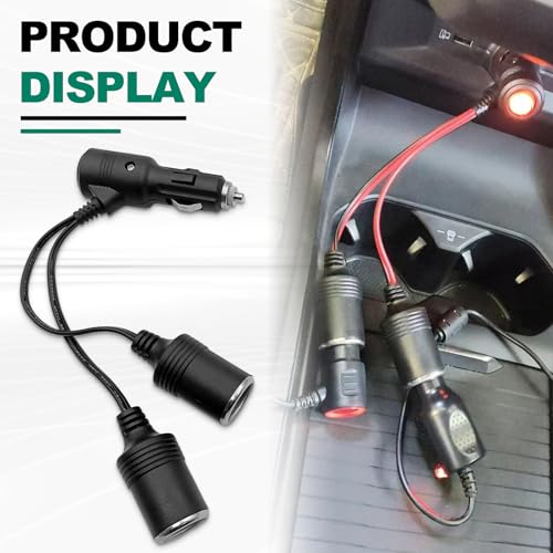 Automotive Universal Car Cigarette Lighter Splitter 1 to 2, 2-Socket 12V 24V Adapter with On/Off Switch, Fast Charging Power Charger Port for Car Vehicle