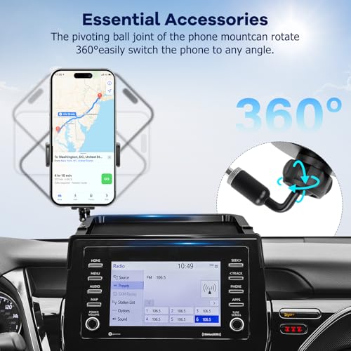 Car Phone Holder Fit for Toyota Camry 2021-2024 7-inch Screen with Dashboard Organizer Cell Phone Mount Holders Fit for Camry Accessaries Fixed Clip Hands-Free &360°Rotation(Not Fit 9 inch) - size: 21-24 Toyota Camry