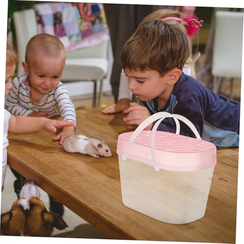 POPETPOP 2pcs Small Pet Plastic Carriers Portable Hamster Boxes Turtle Cases Handheld Reptile Travel Cages for Outdoor Use