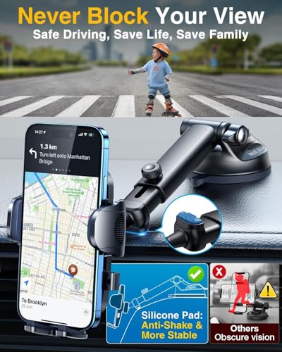YRU True Military-Grade 360°Rotation Suction 2026 Ultimate Car Phone Holder - color: Jet Black