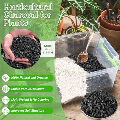 Legigo 2QT Horticultural Charcoal & 1.1 LB Coco Chips for Plants- Organic Coconut Coir Chips Brick and Hardwood Biochar Soil for Potting Mix and Indoor/Outdoor Gardening