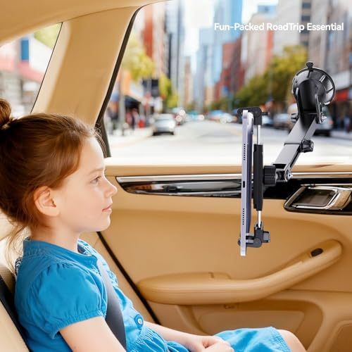 PLDHPRO Tablet Holder for Car Dashboard & Windshield, Suction Cup iPad Mount for Truck, Fits 5.5-14.6" iPad Pro Air Mini Galaxy Tab Fire HD, 360° Rotation, 6.3" Telescopic Arm - size: Telescopic Arm: 6.3 inch