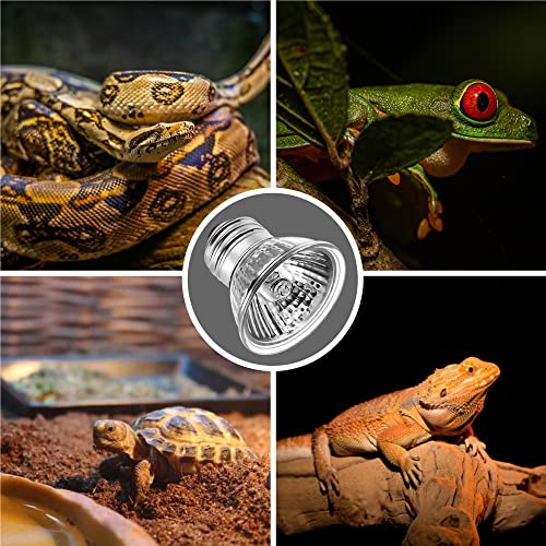 Briignite Reptile Heat Bulb 2 Pack, 50W UVA UVB Reptile Light Bulbs, Dimmable Heat Lamp Bulbs, Basking Light Bulb for Turtle, Beard Dragon Gecko Lizard Amphibians - color: Cream-50w Th09