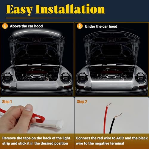 DIBMS 71" High Brightness Car Hood Gap LED Strip, Dynamic Car Ambient Light - color: White