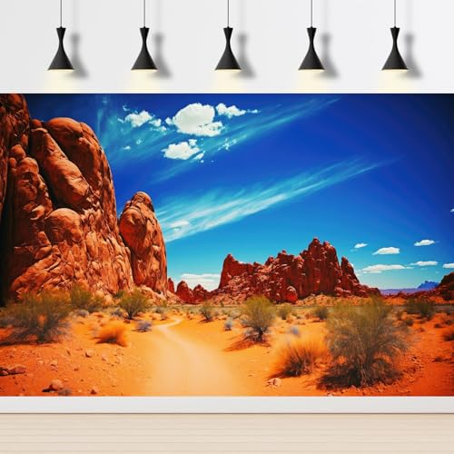 Reptile Habitat Background Desert with Red Rock Formations and Bright Blue Sky Terrarium Background Desert Gobi Red Rock Natural Landscape Pets Backdrop Background Fish Tank Aquarium Backdrop 24x12in - color: Rock Red, size: 24(W)x12(H)inches/ 60(W)*30cm(