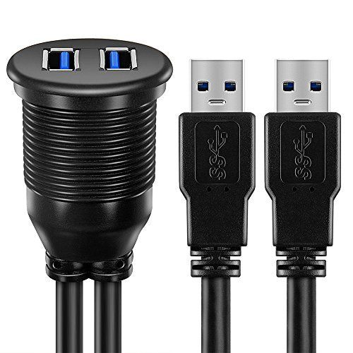 OBVIS 2 Ports Dual USB 3.0 AUX Flush Mount Cable -(6 Feet)