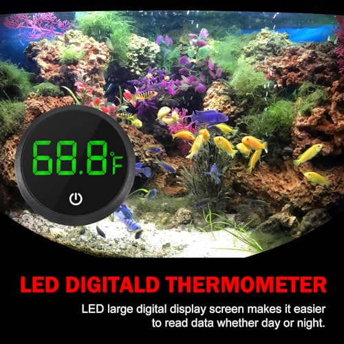 ACEIRMC 4pcs Fish Tank Digital Thermometer Accurate LED Display to ±0.9°F Tank Thermometer Aquarium Temperature Measurement Suitable for Fish, Axolotl, Turtle or Aquatic