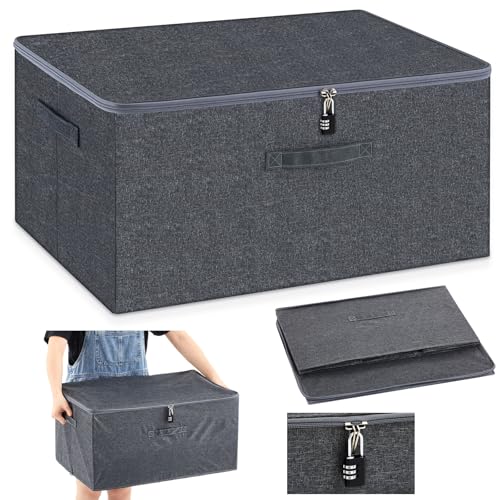 Briwooody Lockable Toy Storage Box,Gray,23.6 X 15.8 X 11.8 Inch - color: Gray, size: 23.6 x 15.8 x 11.8 Inch