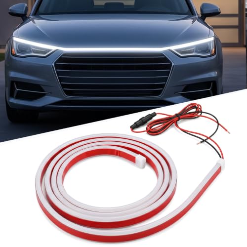 79 Inch LED Hood Light Strip, 12V Flexible Hood Grille Accent Lamp for Cars