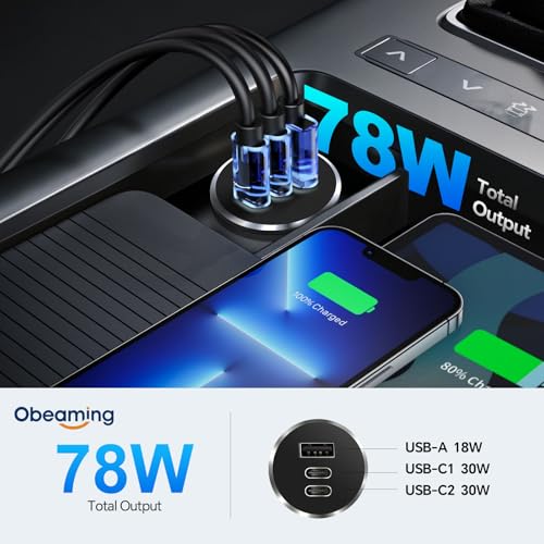 78W 12V USB Outlet with Silver Ring, Aluminum Car USB C Socket - color: 2Pcs