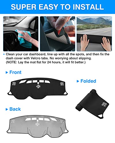 Autorder Dashboard Cover Mat for 2018-2024 Chevrolet Traverse Accessories Dash Cover Flannel Dash Mat Sunshade Glare UV Rays Protector - size: Black 18-24 Traverse