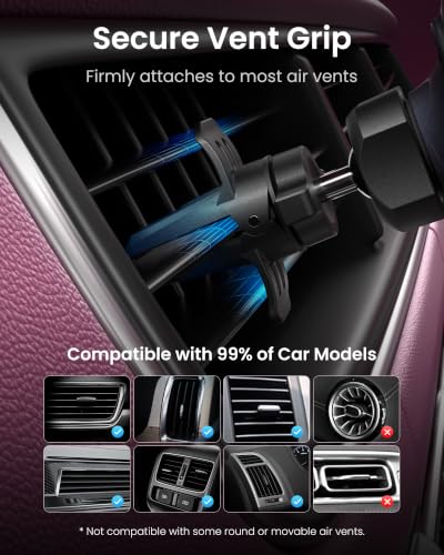 VENTION Car Vent Phone Mount for MagSafe, Strong Magnetic Car Phone Holder with Shock Absorption & Scratch Prevention, 360° Rotatable Auto Phone Mount for iPhone 17/16/15/14Pro Max, Galaxy, Google