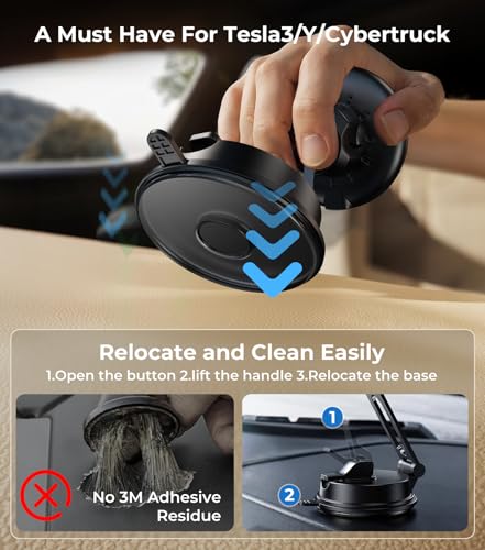 Certified Qi2 Car Phone Mount Charger for MagSafe, 360° Adjustable & Folding Arm, Universal Dashboard Windshield Mirror Screen Magnetic Holder for Tesla Model 3/Y Accessories & iPhone 17/16/15 Pro Max - size: Dash+Screen+Qi2 Charger