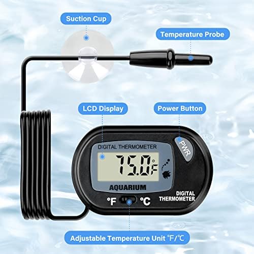 iPower 8 by 12-Inch 16W Reptile Heat Mat, LCD Digital Aquarium Thermometer, Under Tank Warmer Terrarium Heat Pad for Turtles Lizards Frogs and Other Small Animals, Multi Sizes - size: 8" x 12", style: Heat Pad + Thermometer