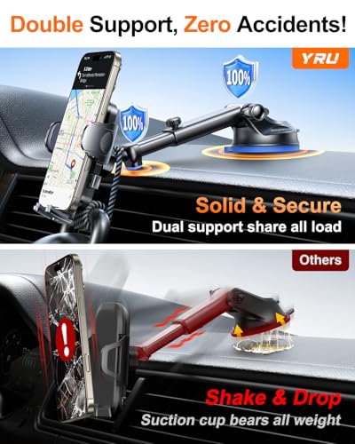 YRU True Military-Grade 360°Rotation Suction 2026 Ultimate Car Phone Holder - color: Light Grey