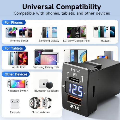 USB C Car Charger PD+QC 3.0 - size: PD+QC+Voltmeter