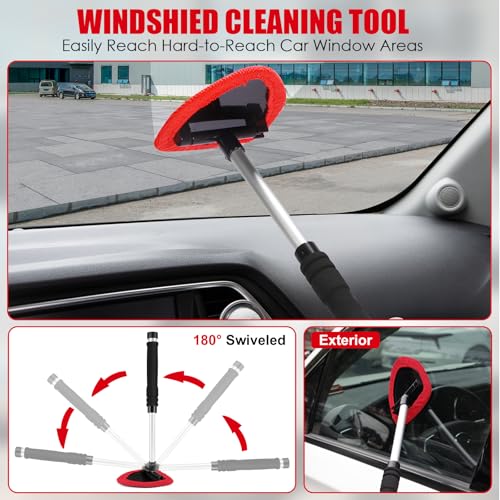 17PCS Car Cleaning Kit, Car Interior Detailing Kit with Red High Power Handheld Vacuum, Detailing Brush Set, Windshield Cleaner, Cleaning Gel, Complete Auto Accessories for Women - color: Red