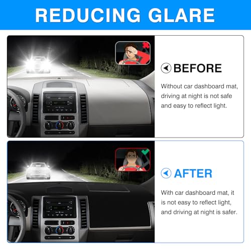 Autorder Dashboard Cover Mat for Ford Edge 2007-2014 Accessories Dash Cover Upgrade Flannel Dash Mat Sunshade Glare UV Rays Protector - size: Black 07-14 Edge