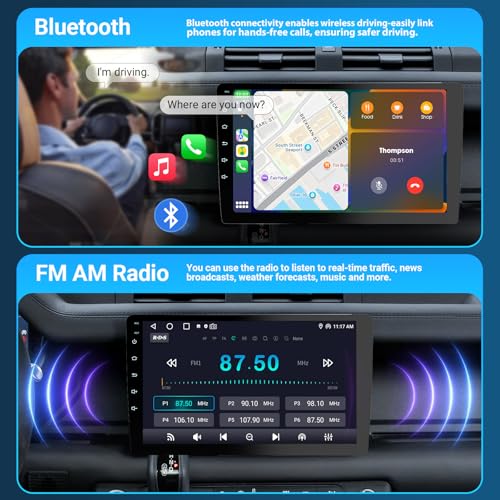 Haudio 9-Inch Double-DIN Android Car Stereo, Wireless Apple CarPlay and Android Auto, 2GB RAM, 64GB Storage, Bluetooth, Backup Camera, GPS Navigation, Wi-Fi, FM/AM/RDS Radio, 1280 x 720 Touchscreen - size: 9 inch