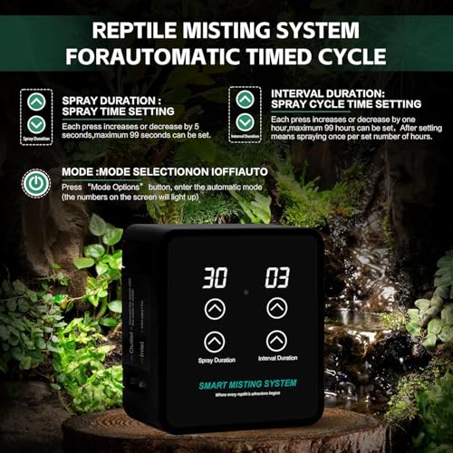 MECESOR Reptile Mister Humidifiers for Tank, Smart Misting System for Reptile Terrariums, Reptile Humidifiers Misting Automatic with Timer, Terrariums Humidifier for Chameleons, Snake, Frog, Turtle