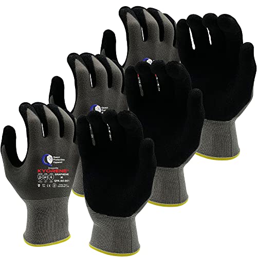 Quest Protective Apparel Cut Resistant Work Gloves (ANSI A1) – Lightweight Gloves for Gardening,DIY, Mechanical & General Handling – Breathable Grip Gloves for Men & Women – Medium, Pack of 3 - size: Medium, style: Pack of 3