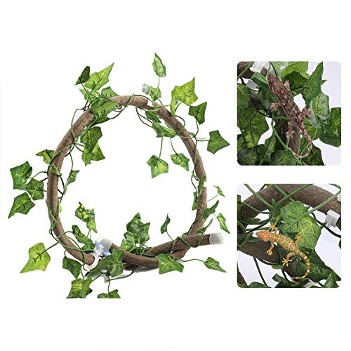 AYNEFY Flexible Vine Branch Jungle Rattan Long Vine Decoration Rattan Decoration Lifelike for Reptiles Pet Reptile Climbing Rattan Artificial Reptile - size: Rattan + folha de hera