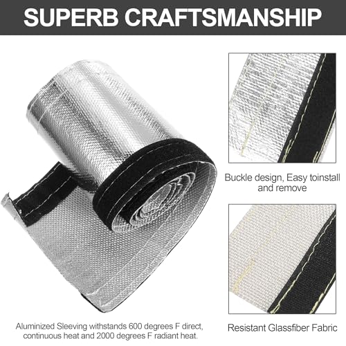 Heat Shroud Sleeve Aluminized Hose Wrap with Hook & Loop Closure, High-Temperature Wire and Hose Protection 1-1/4" I.D. x 10FT - size: 1-1/4" I.D. x 10FT