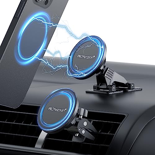 PROfezzion 2-Pack for MagSafe Mount Holder Fits Car Vent Dashboard & Office - style: Car Air Vent + Car Dash (1 + 1)