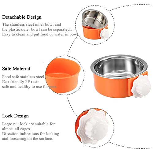 Dog Crate Bowl, Hanging Stainless Steel Removable Pet Crate Water & Food Bowls, Pet Cage Feeder Container Coop Cup for Cat Puppy Birds Rats Guinea Pigs Rabbit Hamster (2PCS) - color: (Round) Green/Pink