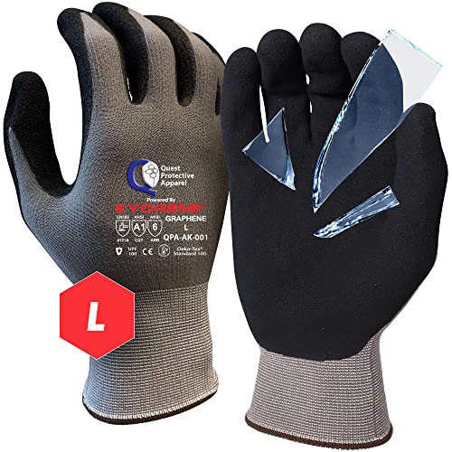 Quest Protective Apparel Cut Resistant Work Gloves (ANSI A1) – Lightweight Gloves for Gardening,DIY, Mechanical & General Handling – Breathable Grip Gloves for Men & Women – Large, Case of 72 - size: Large, style: Pack of 72