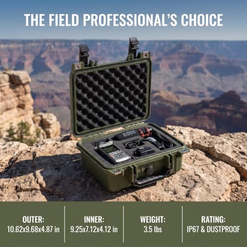 MEIJIA Portable All Weather IP67 Waterproof Protective Case,Hard Camera Case,Dry Case with Customizable Foam,Fit Use Of Drones,Camera,Equipments,10.62 x9.68x4.87inches - color: Green
