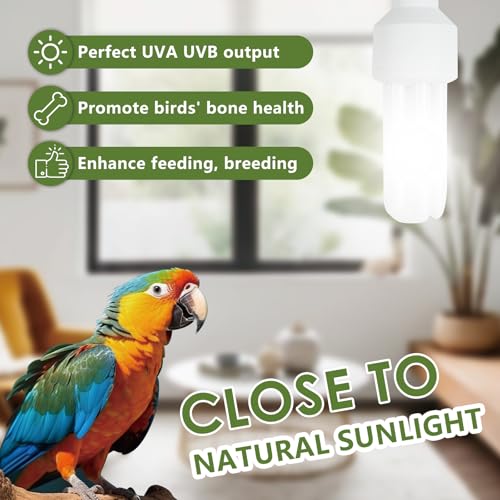 LUCKY HERP UVA UVB Light Bulb for Birds 2.4 UVB 20W Compact Flourescent Lamp for All Kinds Captive Birds